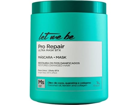 Máscara BTX Capilar LET ME BE Pro Repair Passo Único, Redutor de Volume Profissional, Orgânico e sem Formol | 1Kg