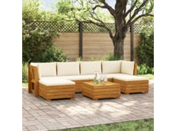 Vidaxl 7 Unid. Conjunto De Sofás Para Exterior Castanho