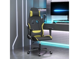 Vidaxl Cadeira Gaming De Massagens Tecido Preto E Verde-claro