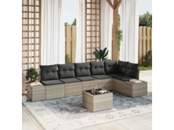 Vidaxl Conjunto De Sofá De Jardim 7 Unid. Cinzento-claro Vime Pe