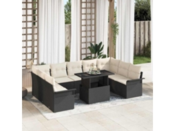 Vidaxl Conjunto De Sofá De Jardim 10 Unid. Preto Rattan Sintético