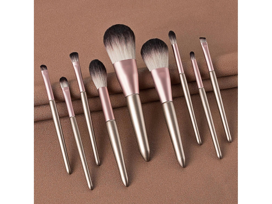 Pincéis De Maquiagem Para Sobrancelhas, Sombra, Pó E Lábios Everley891 (9 Peças)