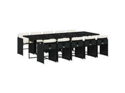 Conjunto de 11 Jantar para Jardim com Almofadões Vime Pe Preto MAISON EXCLUSIVE