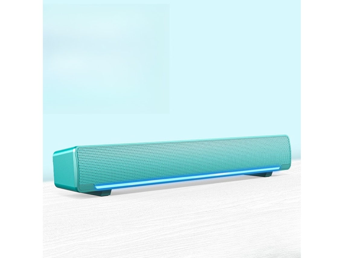 Soundbar HEXINYIGJLY com Graves USB 3.5mm Altifalante Estéreo com Luz LED, para Computador e Portátil Verde