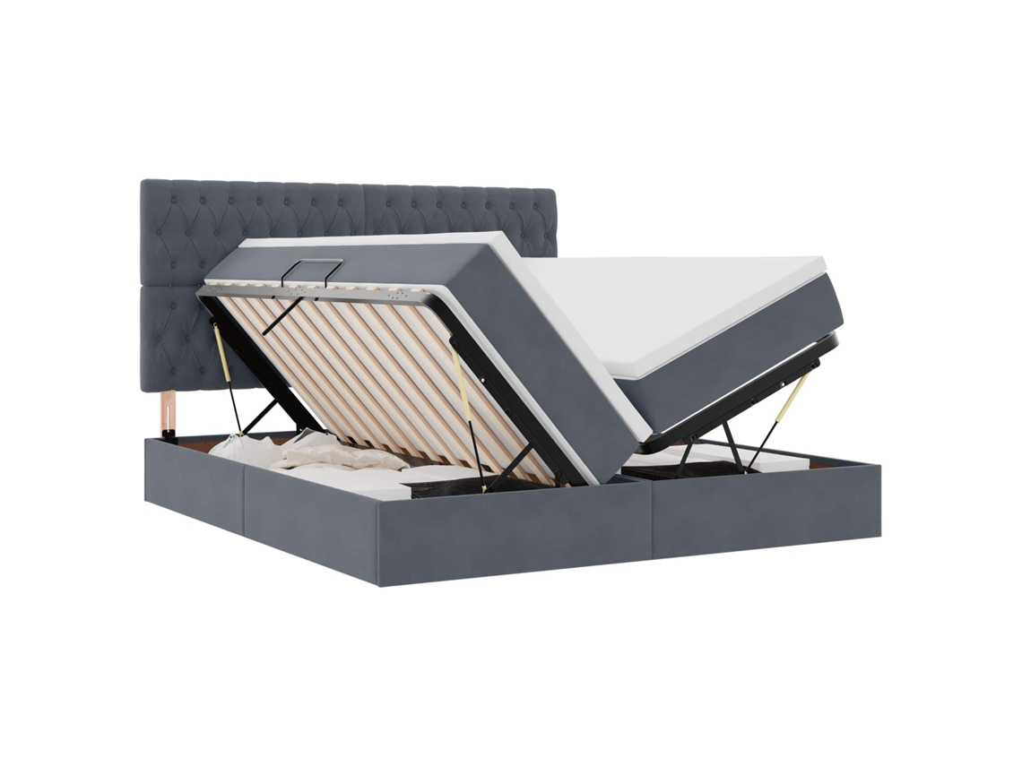 SYFAX™ Cama de Armazenamento Led com Colchão Cinzento escuro