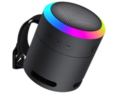 Alto Falante Bluetooth Yizhood Ipx6 À Prova Dágua Com Luz Rgb Adequado Para Casa Exterior Churrasco E Viagens Preto