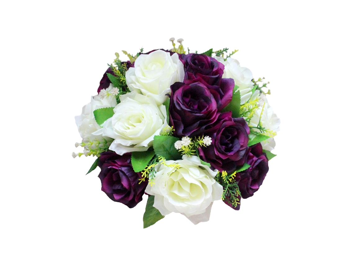 Bola de Flores Artificiais para Carro de Casamento Branco e Roxo LAXISCREED