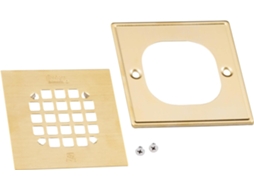 Ralo De Chuveiro Quadrado Universal Oatey Snap-tite 42363 Com Anel De Azulejo Dourado Escovado 1...