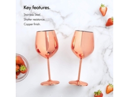 Copos de Vinho com Haste de Aço Inoxidável, Revestidos de Cobre e Inquebráveis SUNNY SPACES