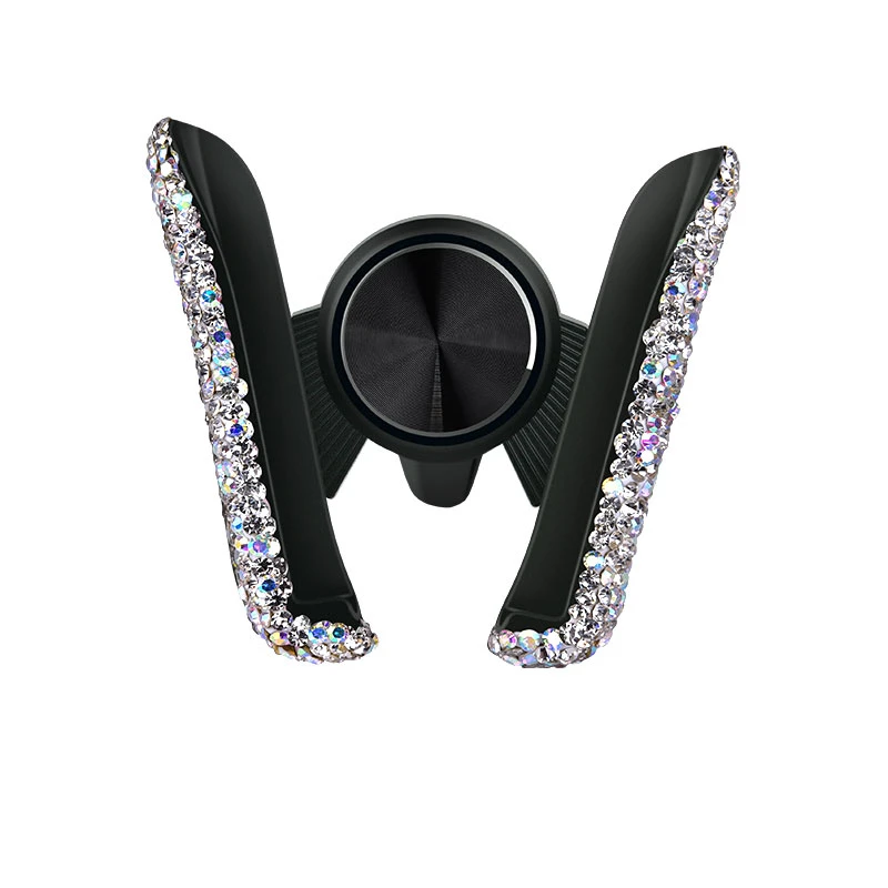 Suporte universal AQUAFORGE para celular com cristais brilhantes, para carro, clipe de encaixe na saída de ar