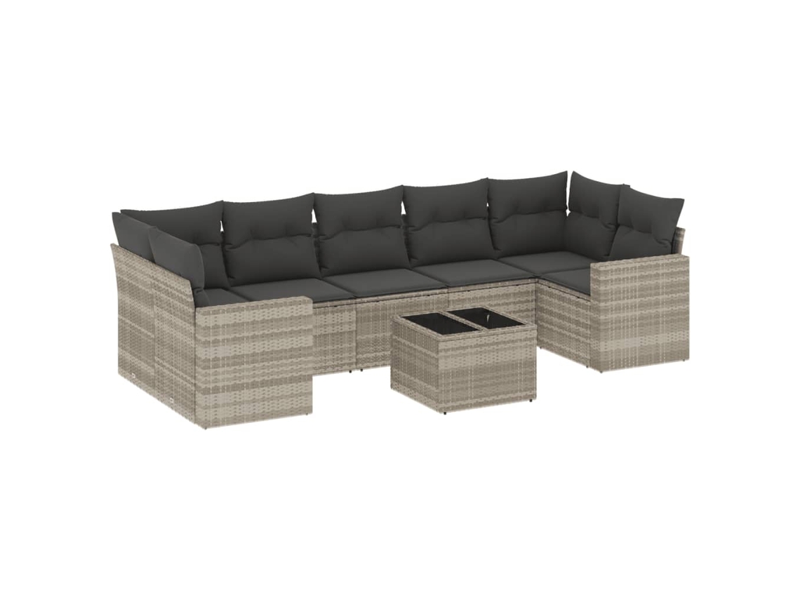 Maison Exclusive - 8 Pcs Conj. Sofás Jardim C/ Almofadões Vime Pe Cinza-claro