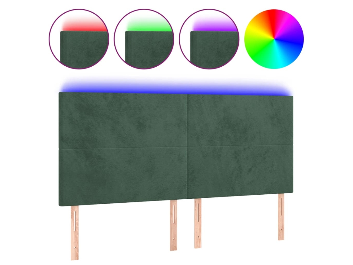 Led Headboard, Led Headboards Vidaxl Verde Veludo (160 X 5 X 118/128 Cm)