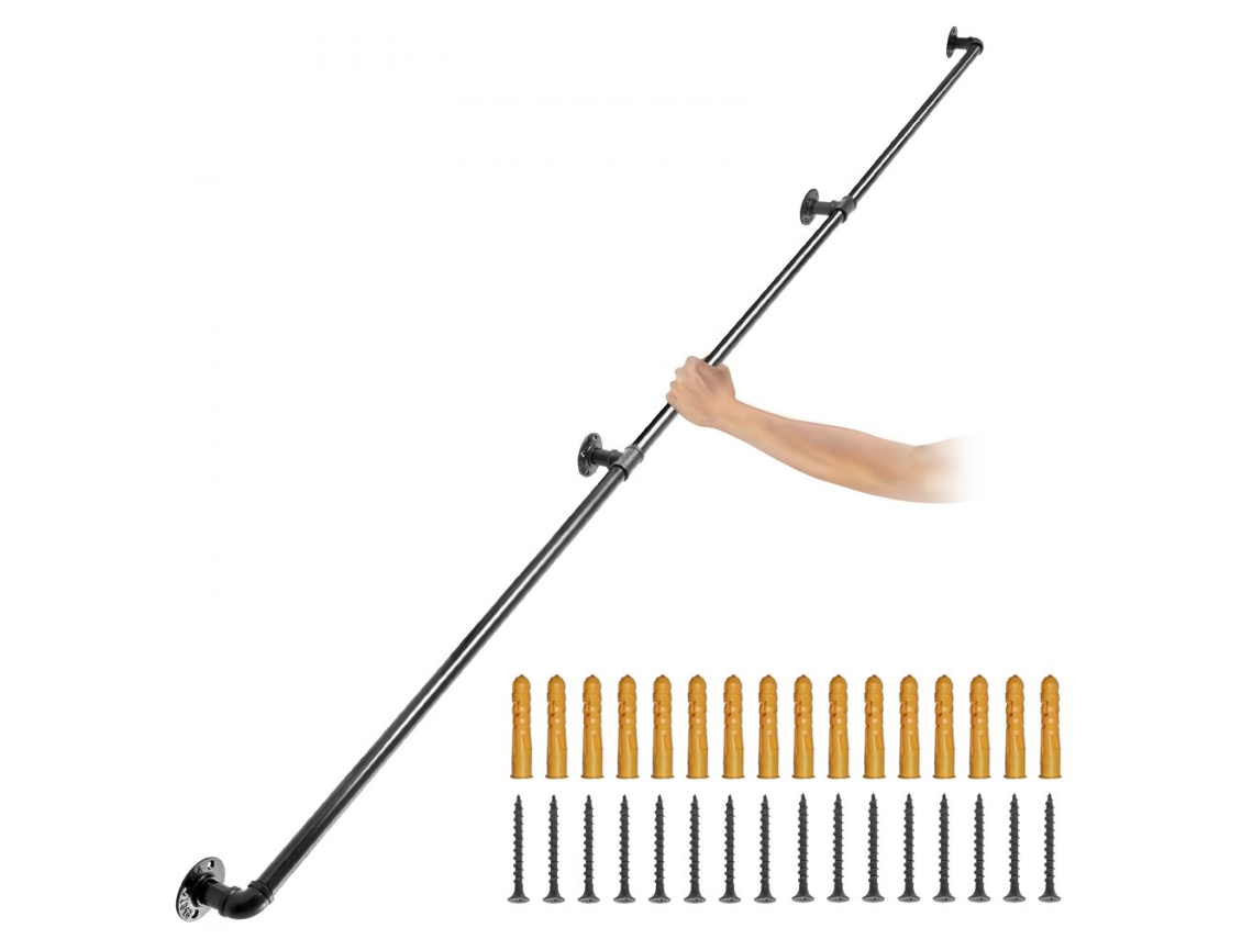 Corrimão Industrial Em Aço Carbono Preto De 240 Cm Com Capacidade De 200 Kg Tekmaquinas
