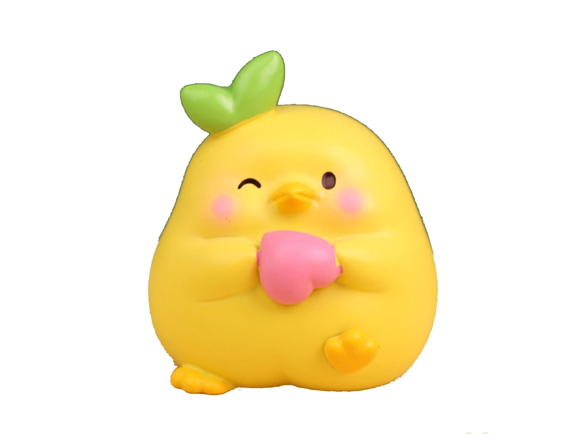 Figura de Resina de Pollito Cartoon Lindo Adorable Mini Ornamento para Oficina Coche Hogar