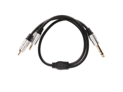 Cabo de Áudio EOOCOO adaptador Y splitter com Conector Macho de 6,35mm para Duas Fêmeas Rca