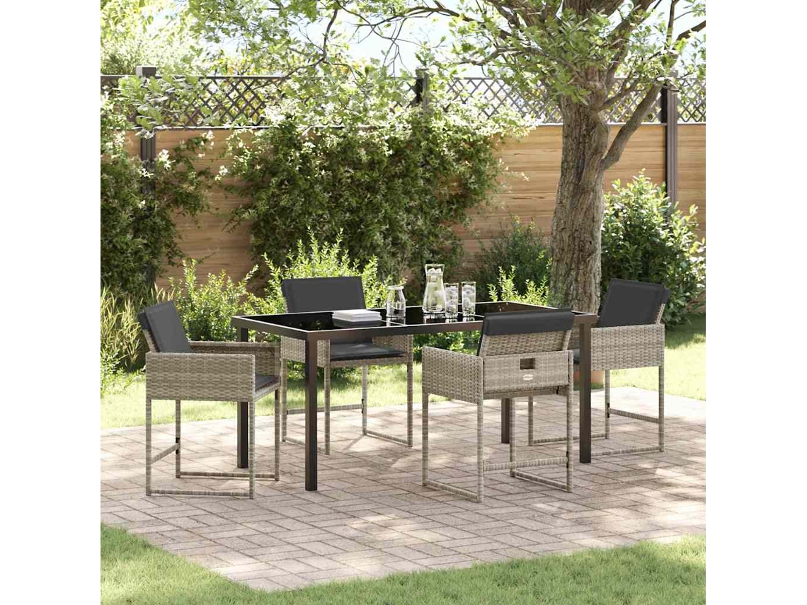 Vidaxl Conjunto de Jantar para Jardim 5 Pcs Cinzento claro Vime Pe