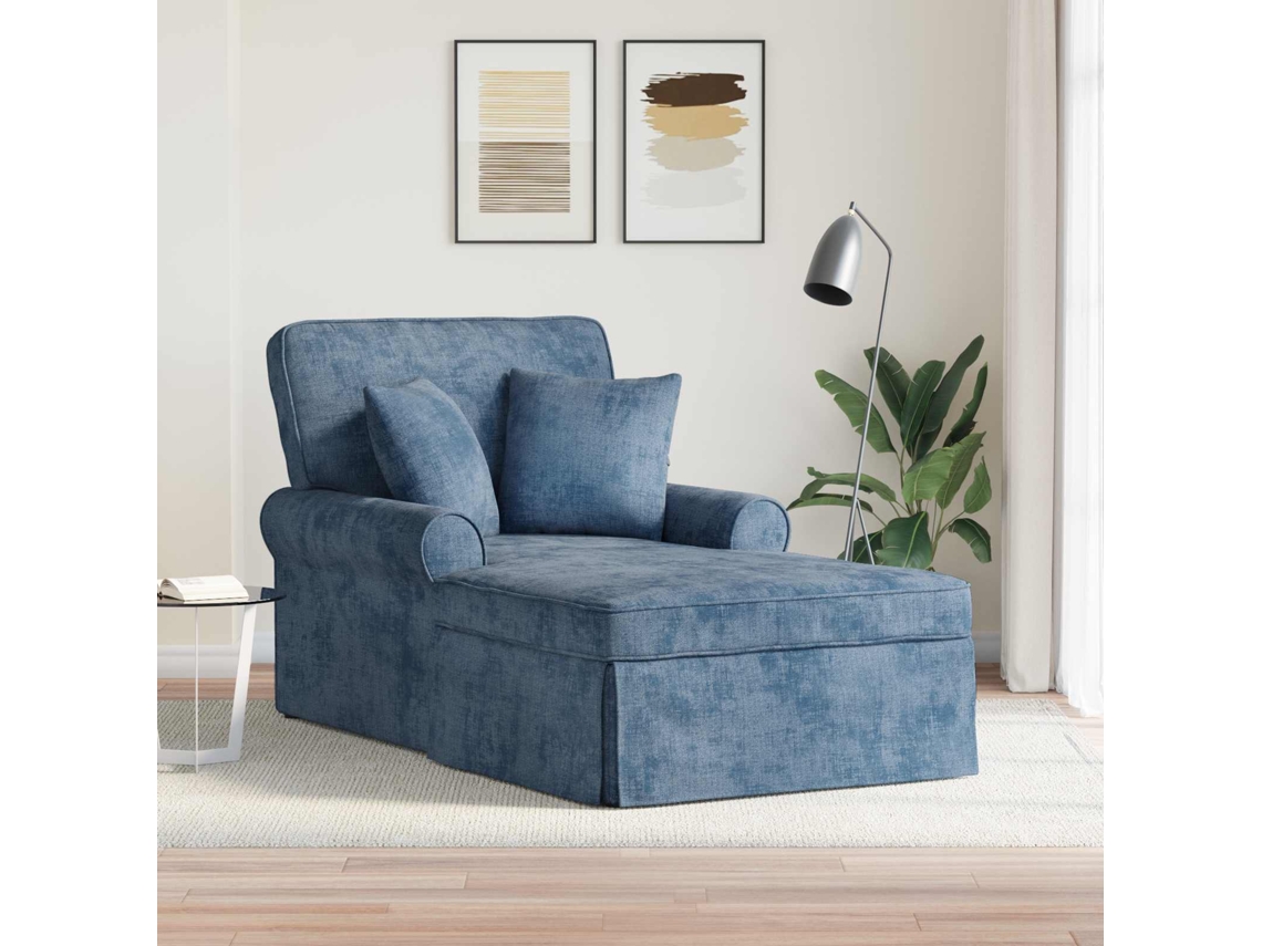 Vidaxl Chaise Lounge Com Saia Com Almofada Azul 157 X 91 X 91 Cm Ares