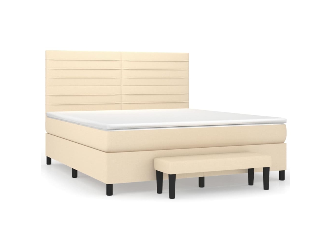 Cama com Molas/colchão 160x200 Cm Tecido Cor Creme MAISON EXCLUSIVE