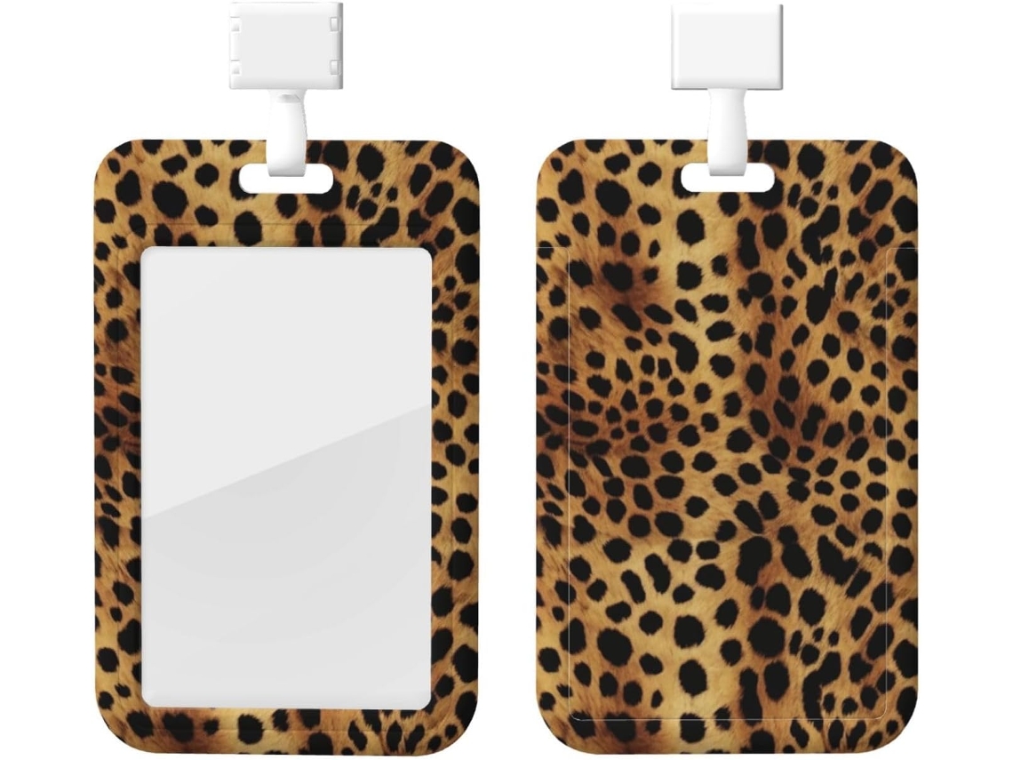 Porta Crachá Protetor Com Estampa De Leopardo E Cordão Impermeável Identificação, Ideal Enfermeiros, Médicos E