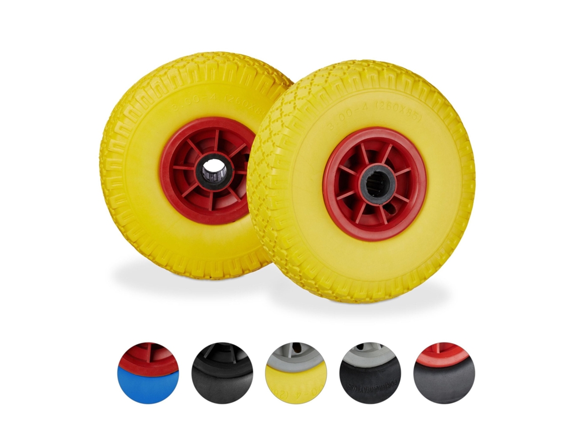 Conjunto Com 2 Rodas De Borracha Pu Para Carrinho De Mão