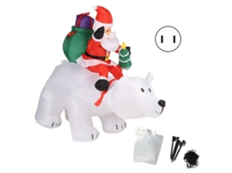 Urso de Natal inflável em poliéster com luz LED para jardim, Disney, 100-240V plugue LAXISCREED