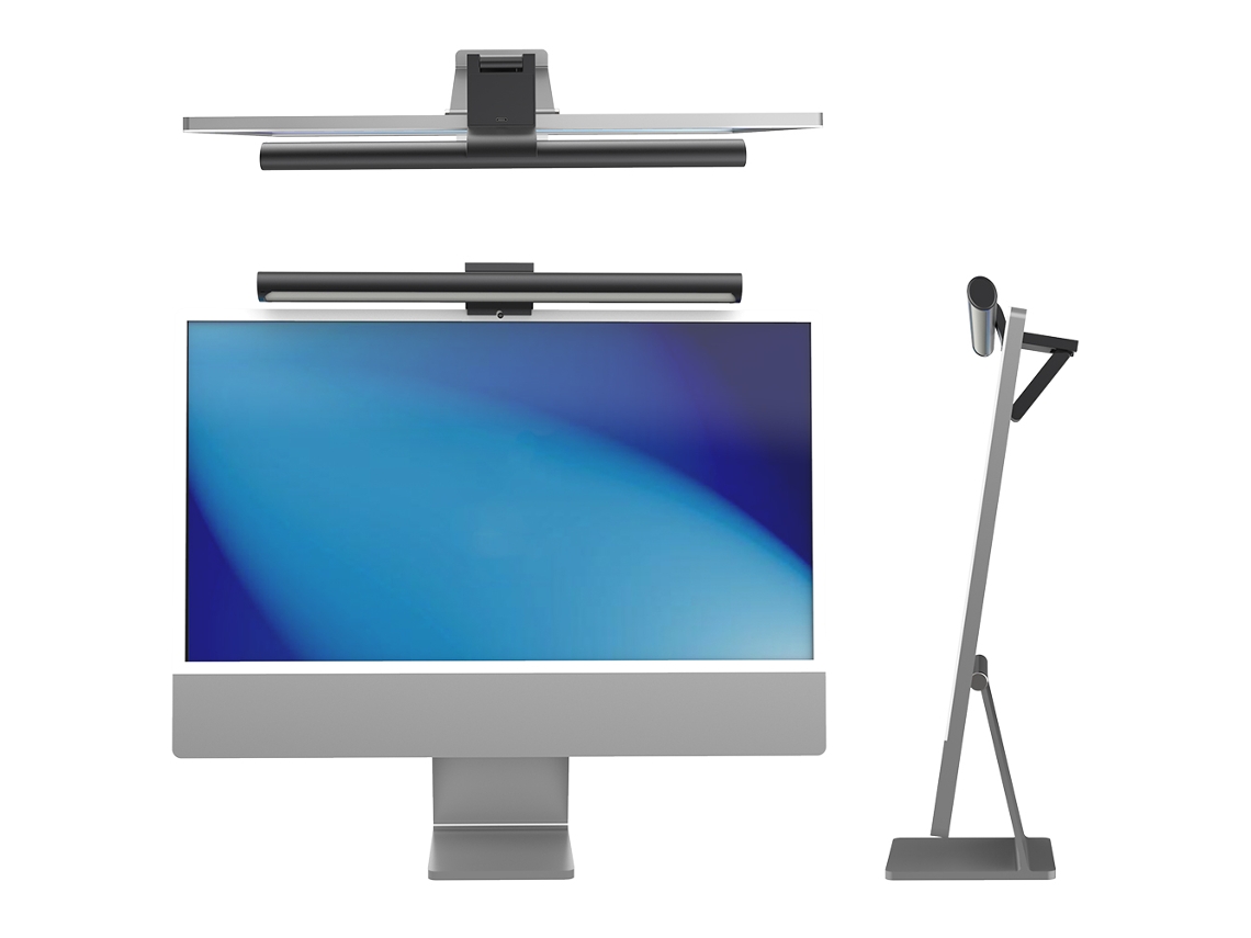Lâmpada De Tela Usb Para Monitor De Computador Pendurada Com Cuidado Com Os Olhos, Temperatura De Cor Ajustável, Brilho Preto