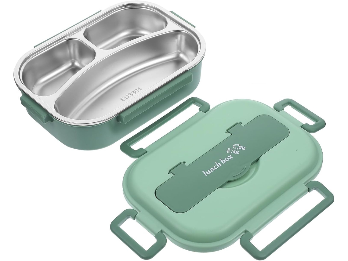 Marmita Bento Shineofi De 1000ml Em Aço Inoxidável, Design Hermético E Leve, Portátil, Na Cor Verde, Ideal Para