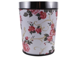 Lixeira Vintage Grande de 5 Litros, Feita Aço Inoxidável, Plástico e Couro. Prática para Banheiro, CHABERLU