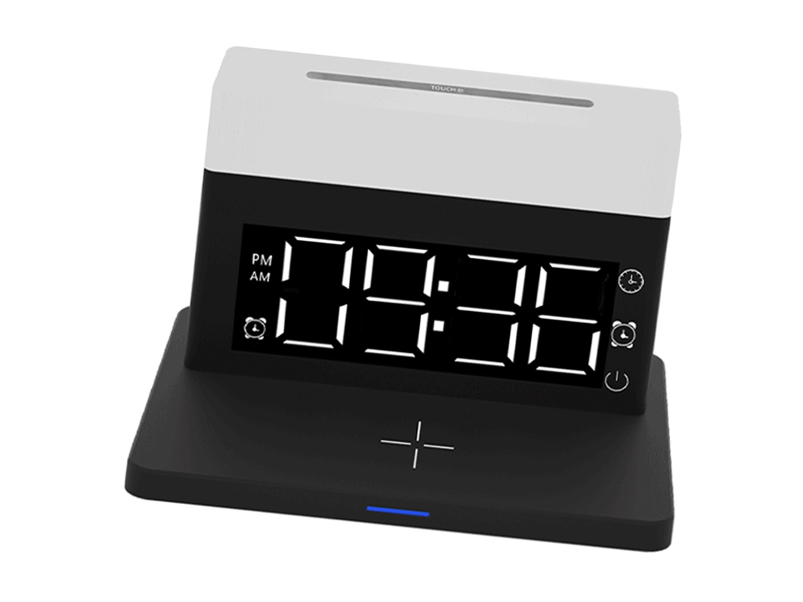 Aetheria lâmpada Relógio Alarme Carregador Sem Fio 6 em 1 15w Rápido Multifuncional para Ios Huawei Preto