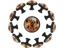 Puxadores Redondos Para Armários De Cozinha, Puxadores Para Gavetas De Cômoda, 12 Peças, Folhas De Golden Retriever No