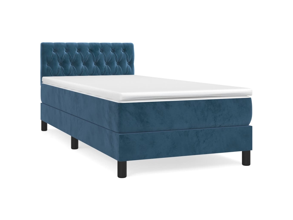 Cama com Molas/colchão 90x190 Cm Veludo Azul escuro MAISON EXCLUSIVE