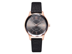 Relógio de Pulso Feminino Casual de Quartzo com Pulseira de Pu Cor Preta