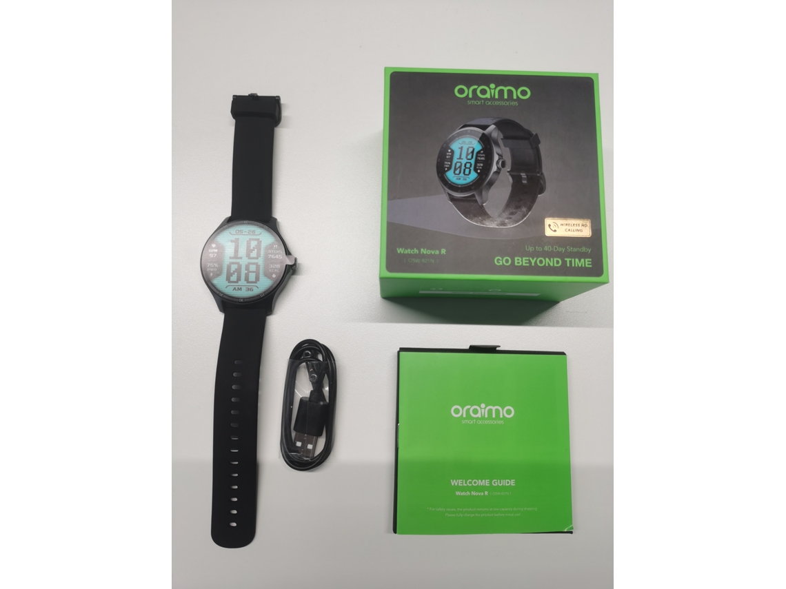 Mali relógio Inteligente Oraimo Watch Nova R 1.39'' Tela Hd Resistente a Impactos Chamadas Hd Sem Fio 100+ Modos Esportivos Ip68