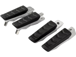 Apoios de Pés Dianteiro e Traseiro Pretos para Motocicleta Compatíveis Dianteiros Traseiros Design Serrilhado