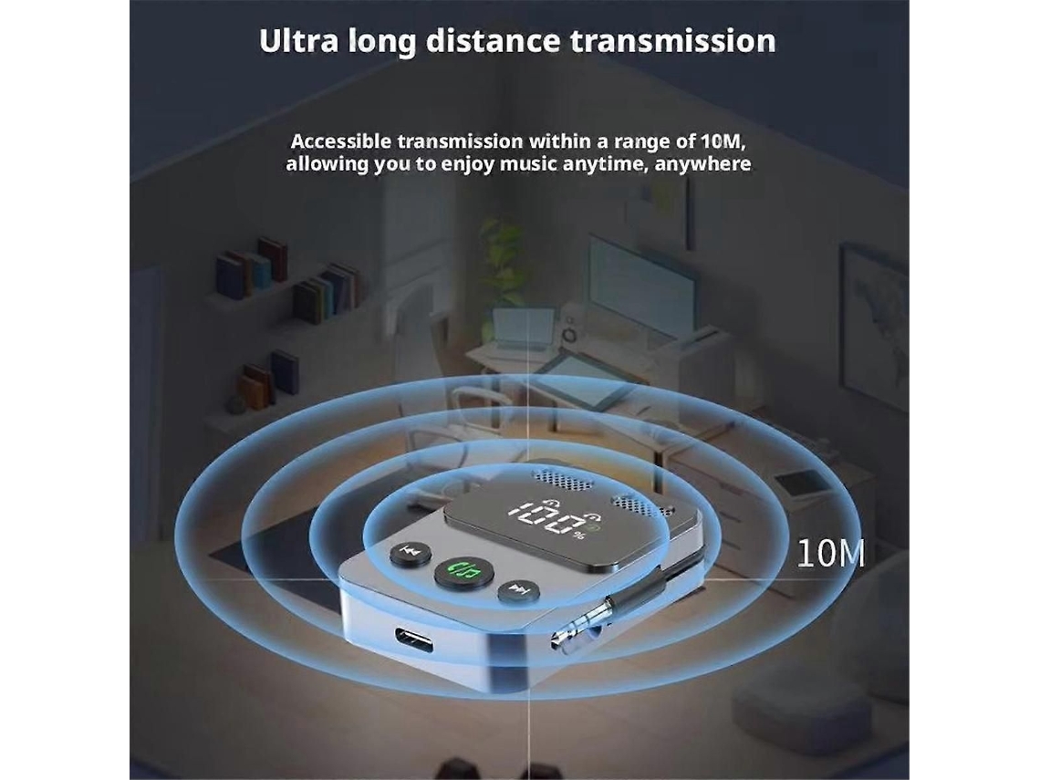 Transmissor E Receptor Bluetooth 5.3 Com Adaptador Auxiliar E Tecnologia A2dp