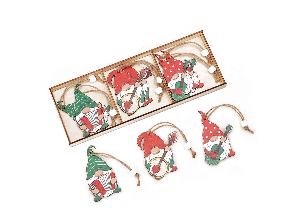 Conjunto de 9 decorações de natal em madeira com bonecos florestais para árvore de natal LAXISCREED