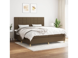 Vidaxl Cama Com Molas/colchão 200x200 Cm Tecido Castanho-escuro