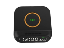 Despertador com carregamento sem fio e carregador 3 em 1 preto GOKOCO