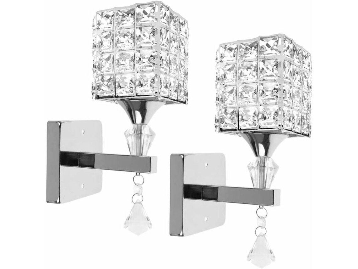 Arandelas de cristal modernas BRILVIBERA com acabamento cromado e função ajustável.
