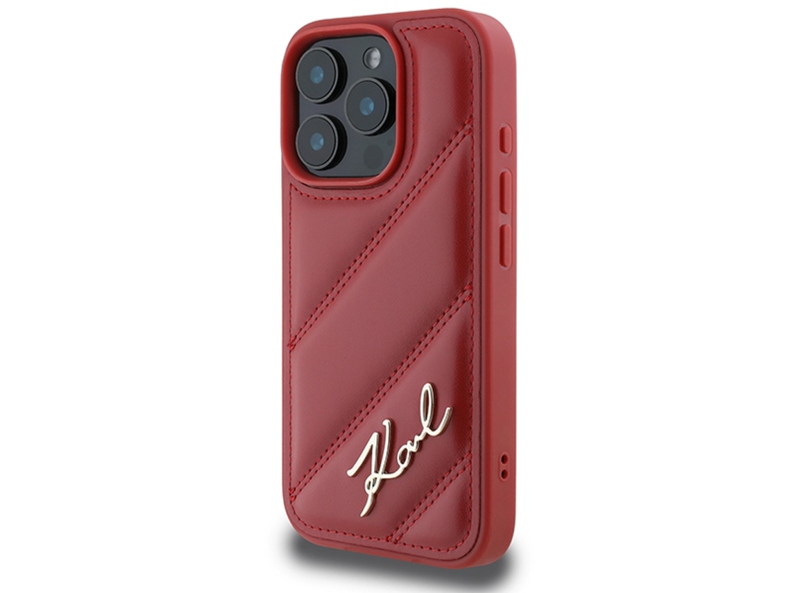 Capa para iPhone 16 Pro KARL LAGERFELD Pele Sintética Rígida Vermelho