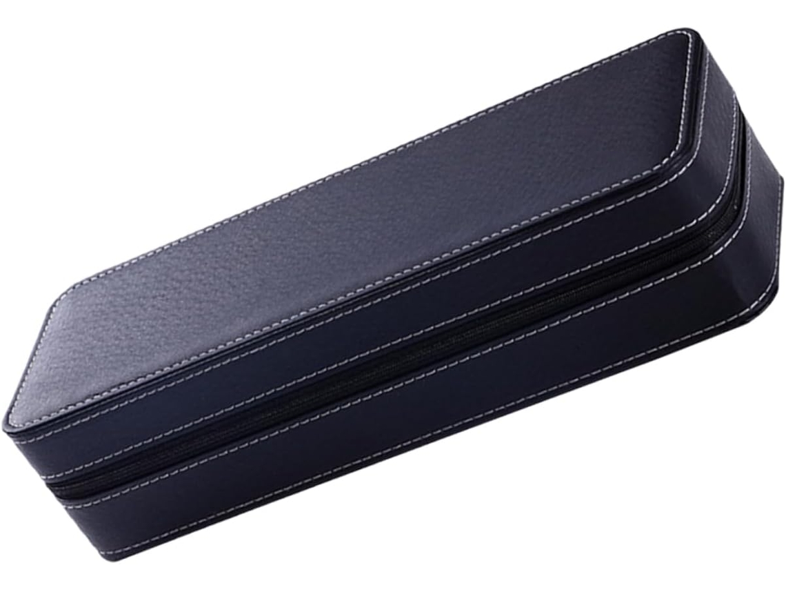 Estojo Portátil Preto Para Relógio Em Madeira E Couro, Pequeno E Leve, Multifuncional Para Viagens.