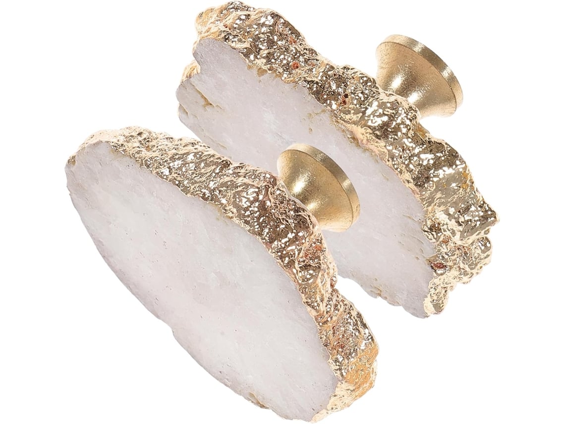 Puxadores De Gaveta, Conjunto De 2, Estilo Delicado Em Cristal E Latão, Alças Leves.