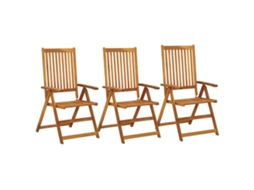Cadeiras De Jardim Reclináveis 3 Pcs Madeira De Acácia Maciça Dkd Home Decor