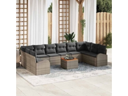 Vidaxl Conjunto de Sofá de Jardim com Almofada 11 Pcs Cinzeto Vime Pe