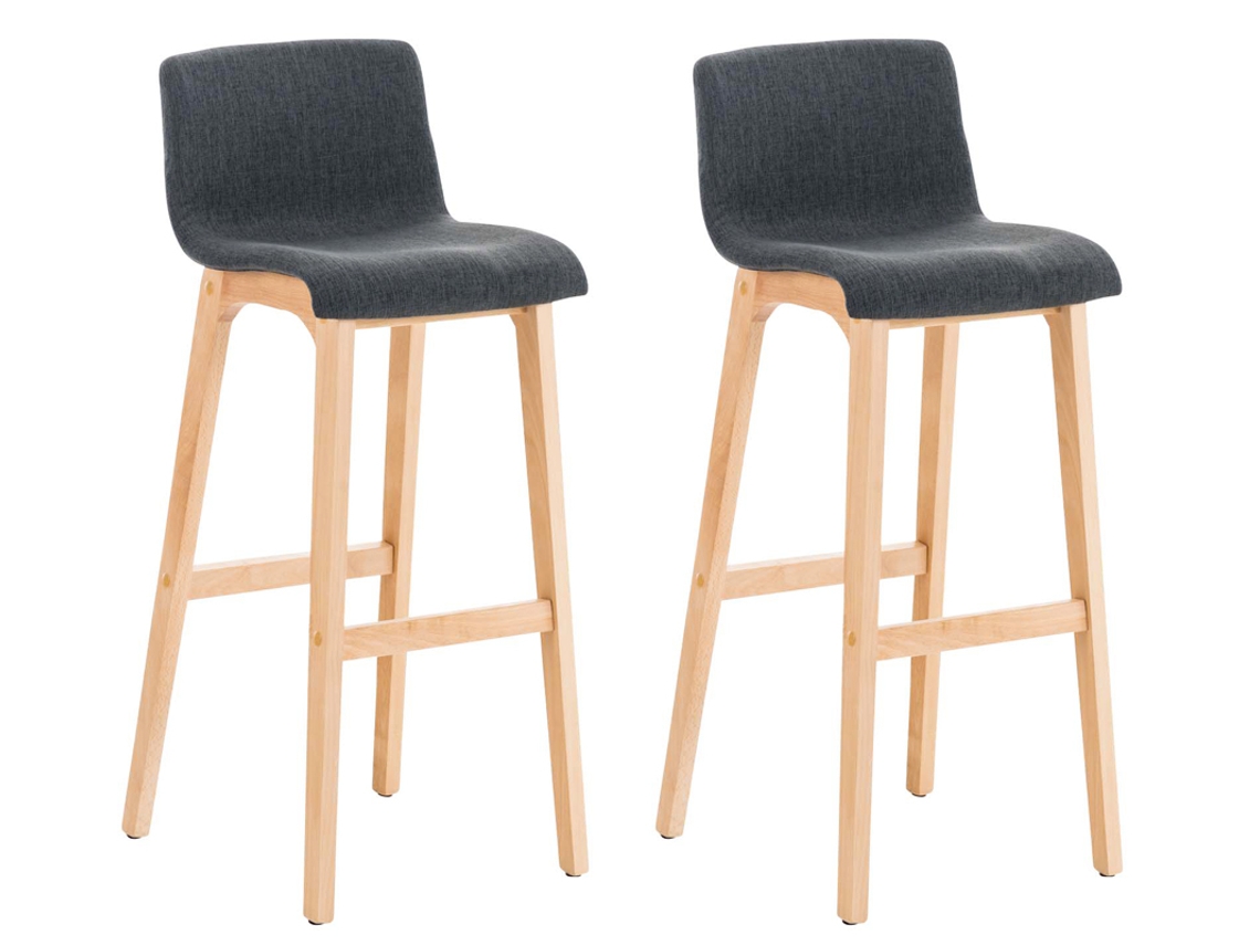 Conjunto de 2 bancos de bar Hover tecido Natura cinza escuro CLP