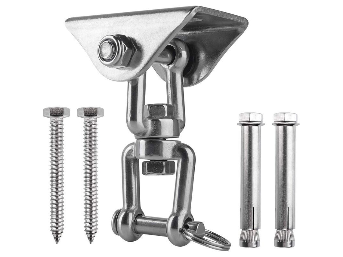 S/MARCA gancho de Teto de Aço Inoxidável 304, Rotação 360°, Capacidade 500kg, com 4 parafusos de Fixação