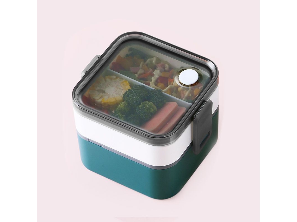 2026 lata de Almoço Japonês de Dupla Camada Isolada, Portátil para Escritório e Escola, Resistente a Vazamentos, Micro ondas, Cor Verde