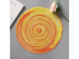 Toalha De Mesa De Linho E Algodão, Compatível Com Mesa De Jantar, Conjunto De Chá Antiderrapante, Flor, Mistura De Folhas Redondas, Circular Amarela -