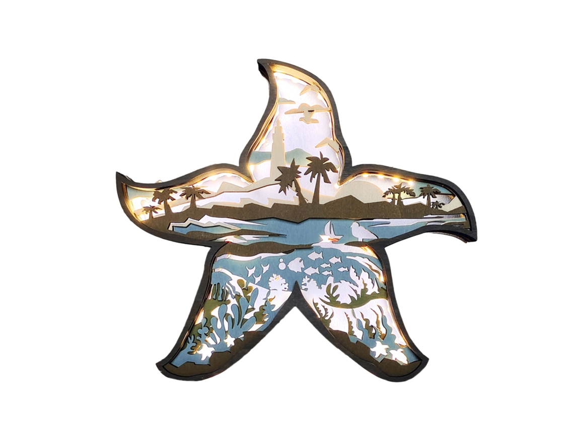 Estrela Decorativa de Madeira com Luz para Decoração de Interiores LAXISCREED