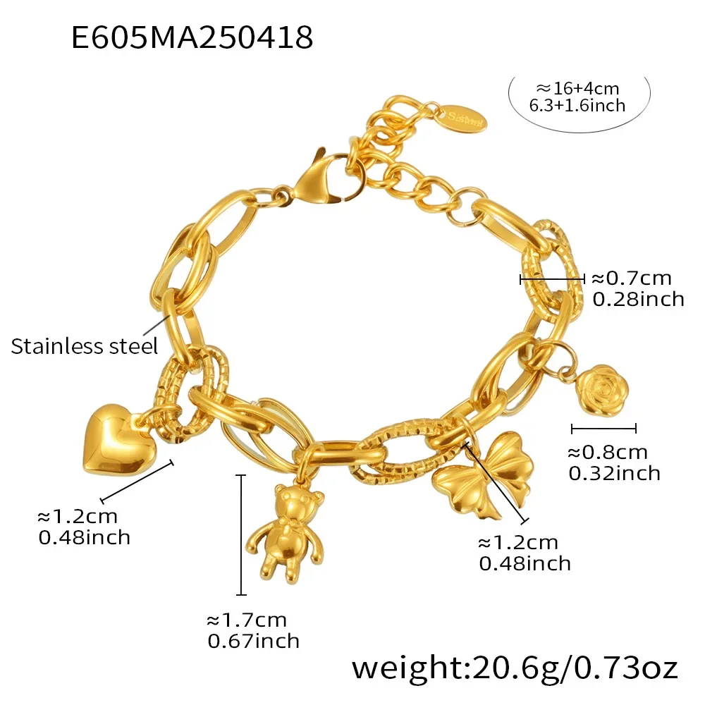 Pulseira Dourada Com Laço De Urso Em Formato De Coração, Um Acessório De Casamento Elegante.